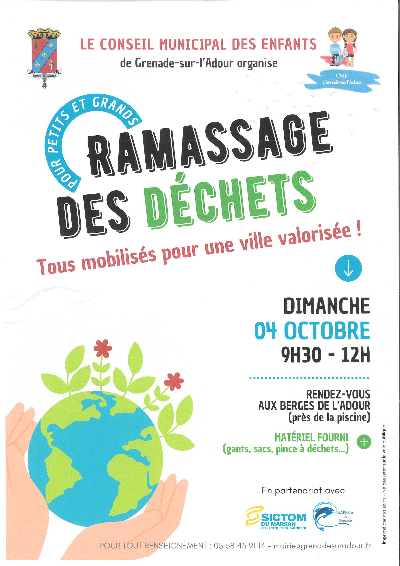 Ramassage de déchets avec le CMJ de Grenade sur l'Adour