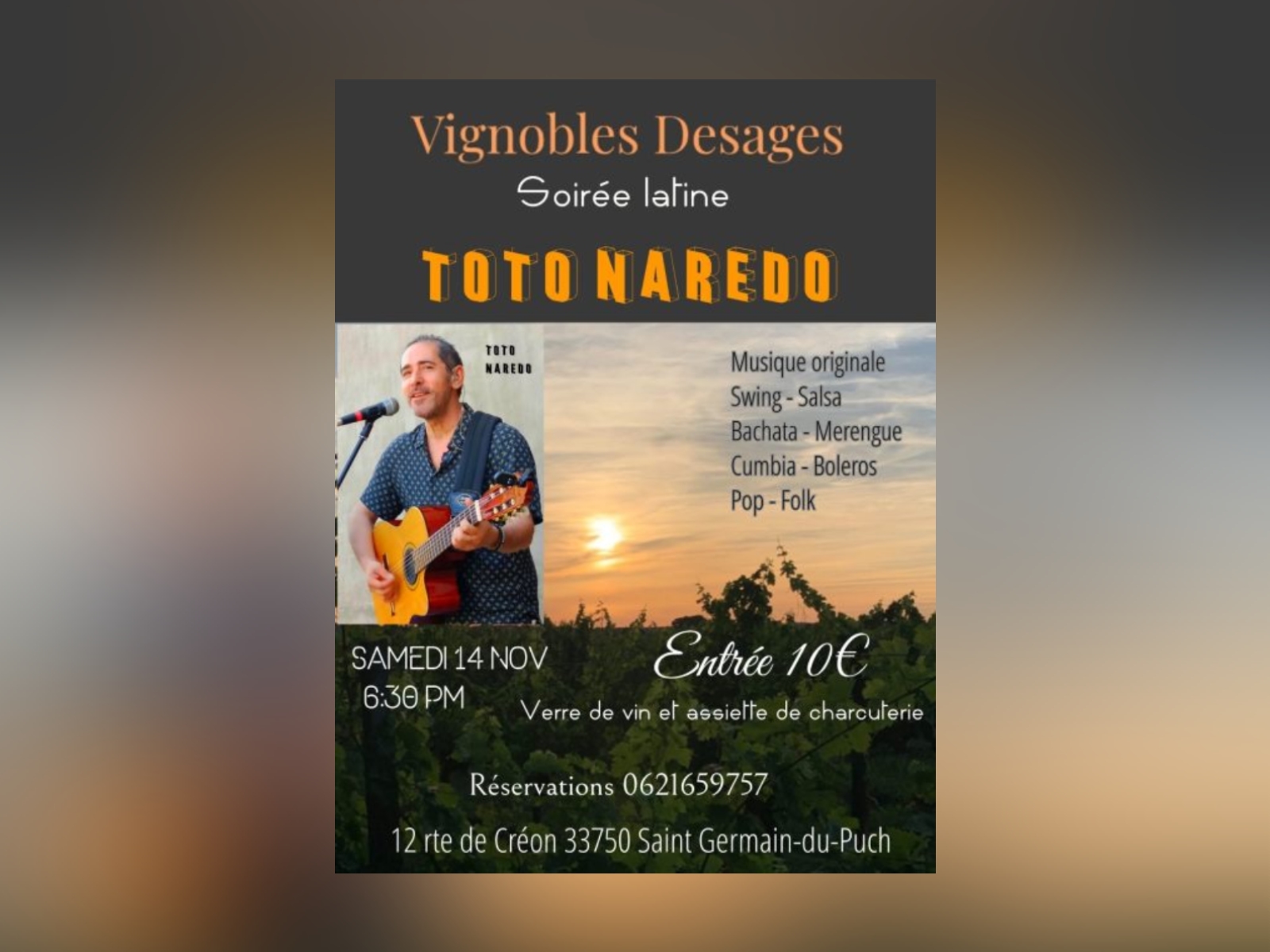 Soirée latine avec Toto Naredo