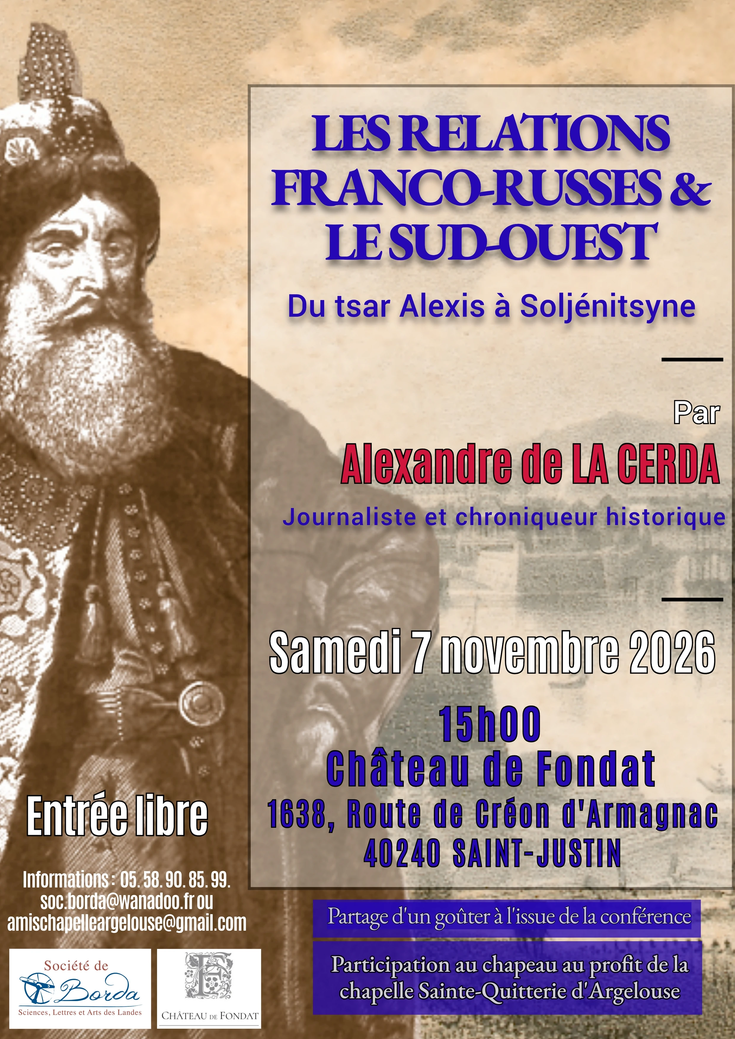 Conférence : Les relations franco-russes et le Sud-Ouest, du tsar Alexis à Soljénitsyne