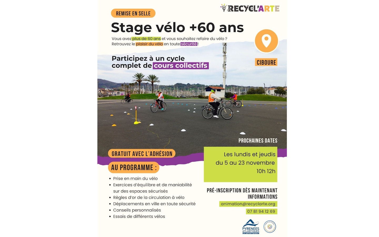 Stages vélo gratuit