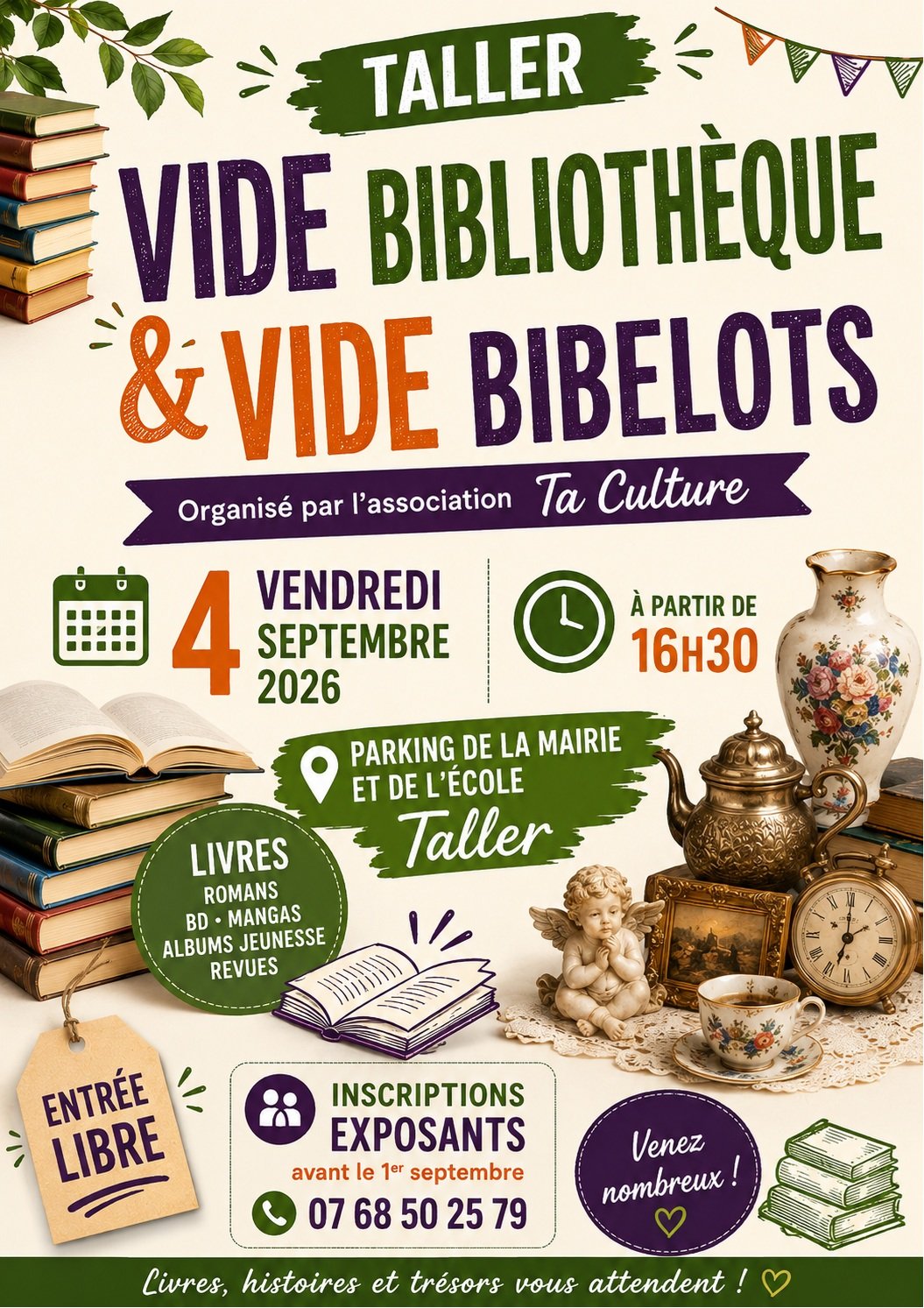 Vide bibliothèque et vide bibelots