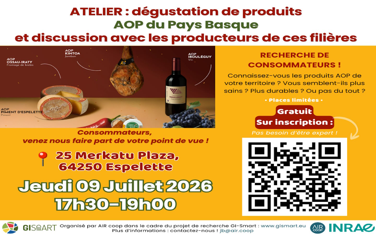 Atelier dégustation de produits AOP du Pays basque