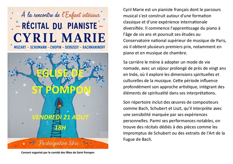 Récital du pianiste Cyril Marie "à la rencontr ...