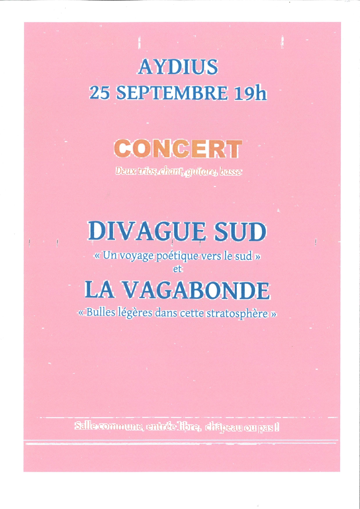 Concert Divague Sud et La Vagabonde