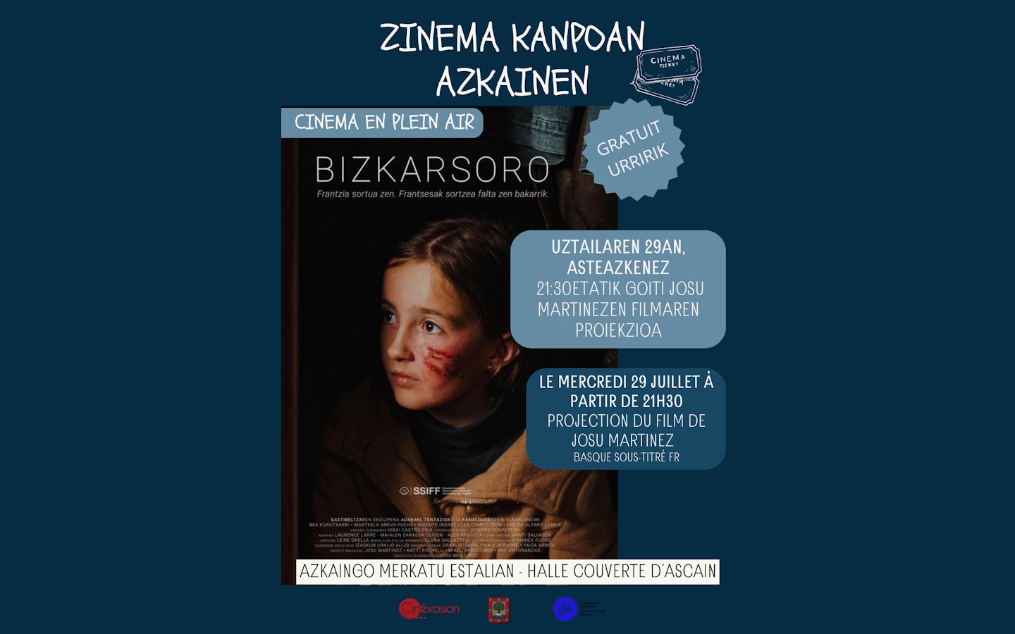 Cinéma en plein air : Bizkarsoro (basque, sous ...