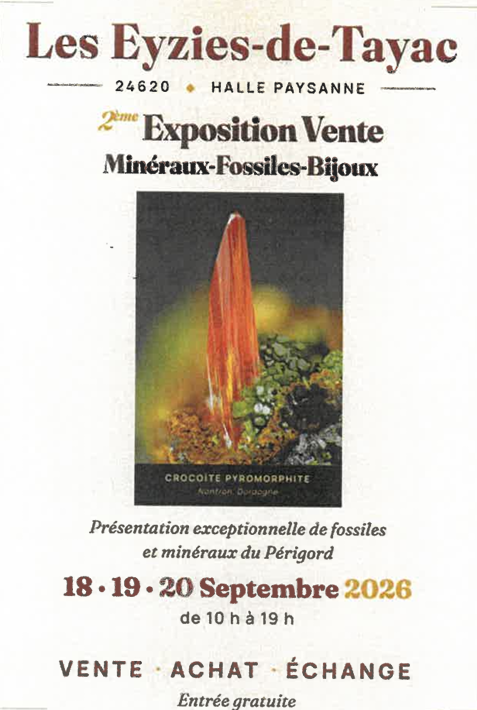Expositon vente de minéraux, fossiles et bijoux