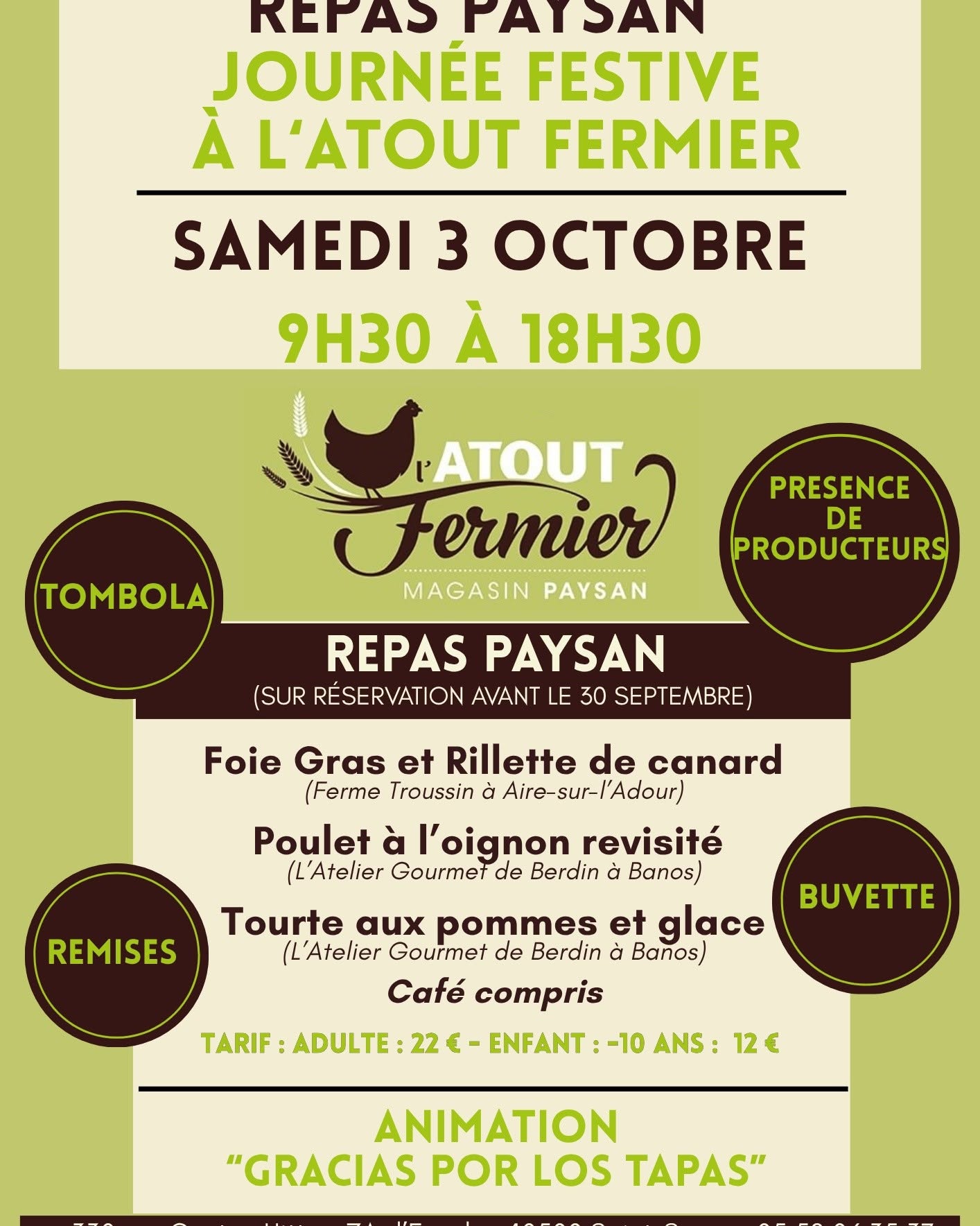 Repas Paysan et Journée Festive à l'Atout Fermier