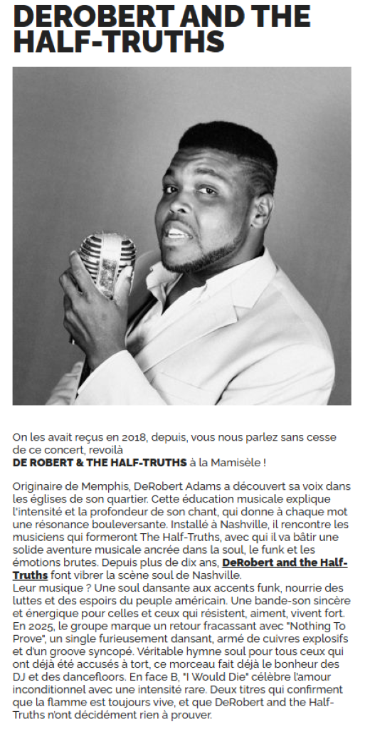 Concert à la mamisèle - DeRobert and the Half- ...