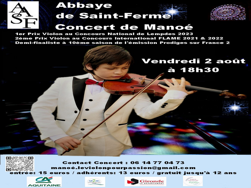 Concert dans l’abbaye du jeune musicien Manéo Grandvuinet.