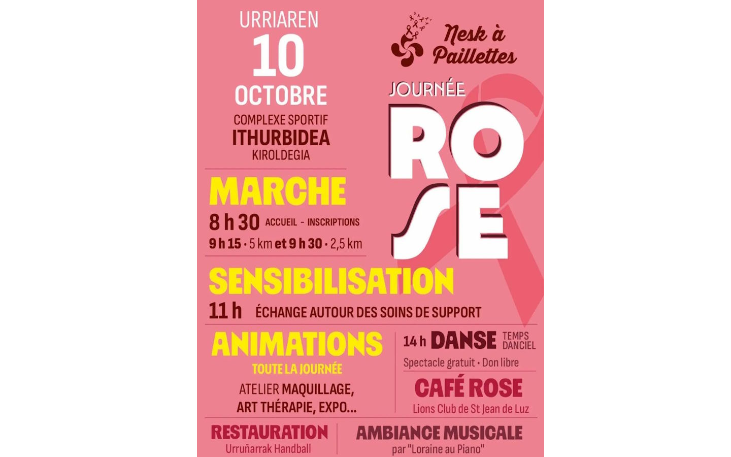 Octobre Rose : marche rose, sensibilisation, animations et spectacle de danses