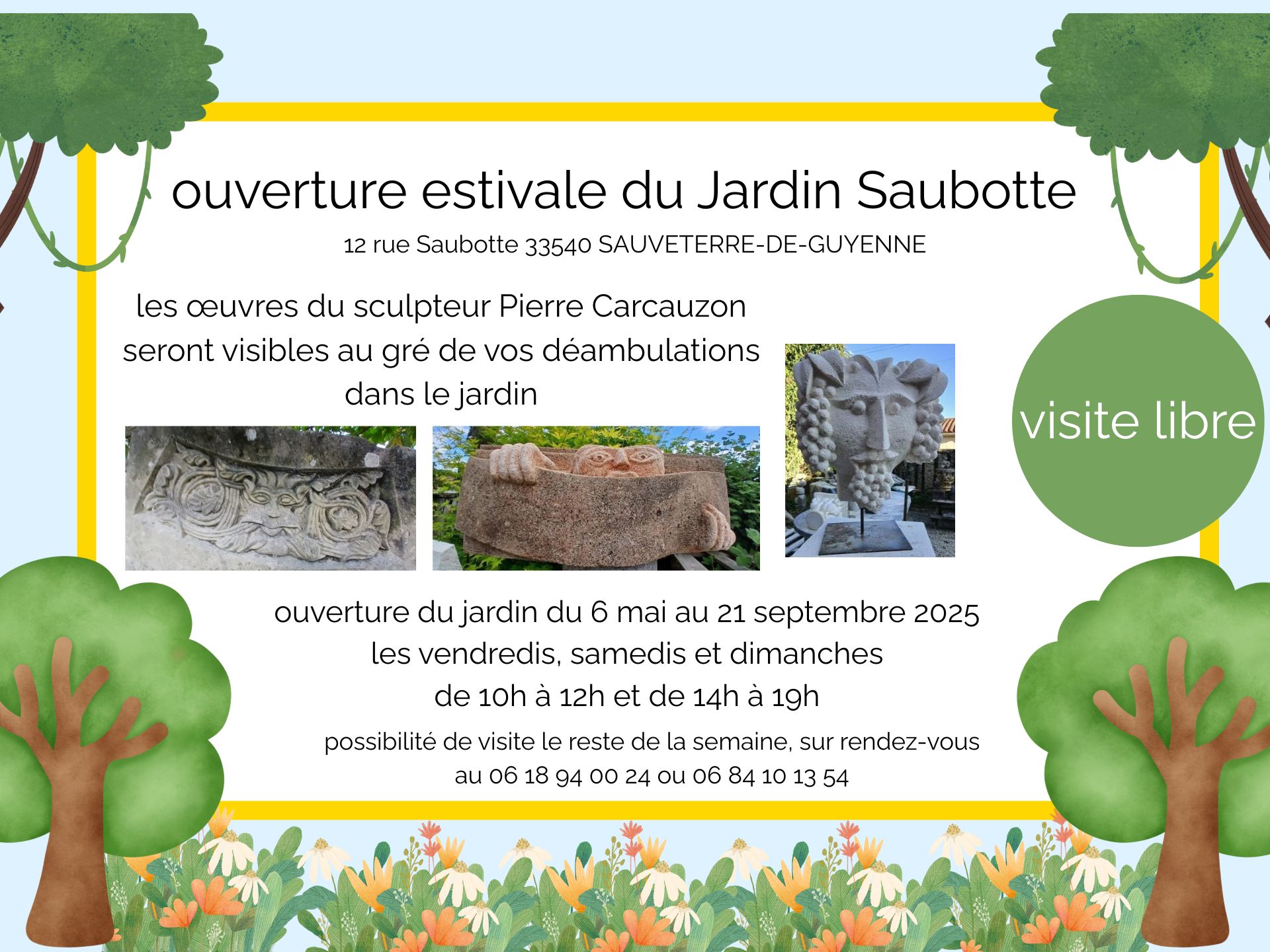 Ouverture du Jardin Saubotte et exposition du sculpteur Pierre CARCAUZON
