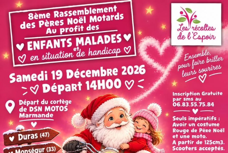 8ème Rassemblement des Pères Noël Motards au profit des enfants malades