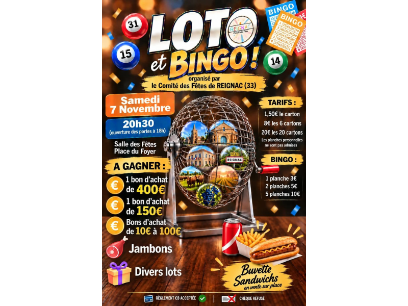 Loto du comité des fêtes de Reignac