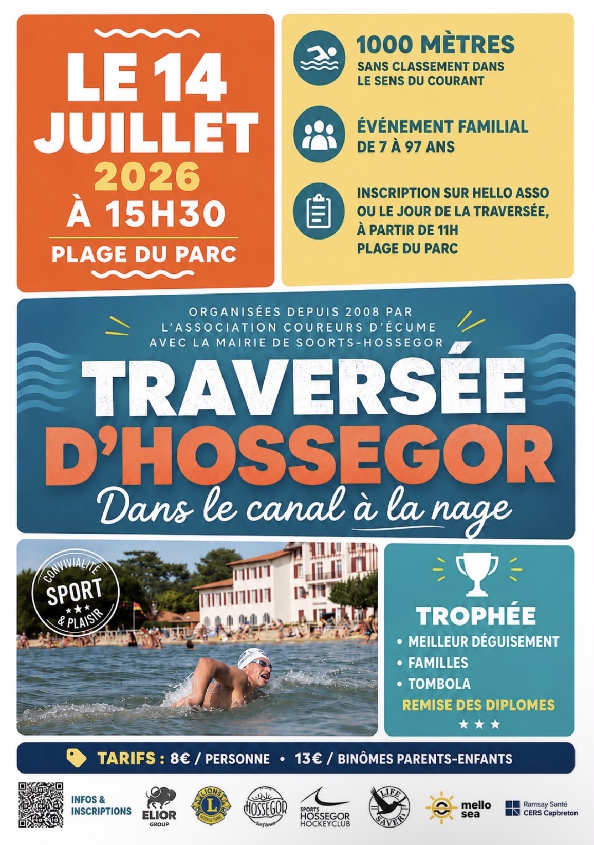 Traversées d'Hossegor dans le canal à la nage 2026